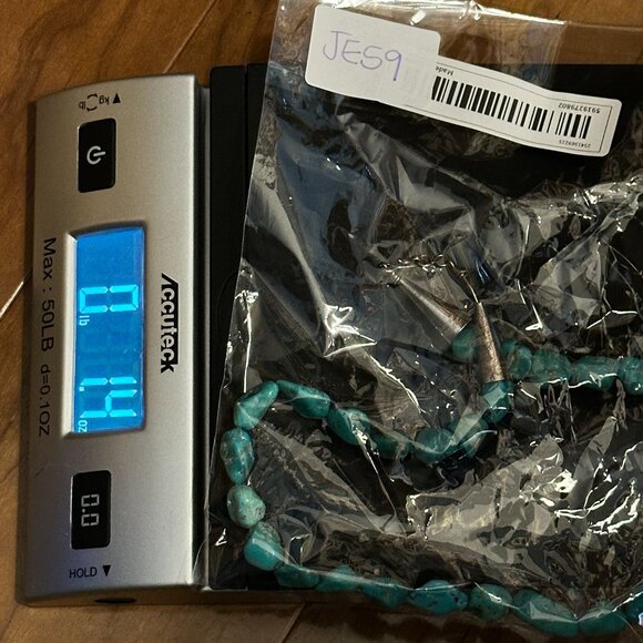 Turquoise Nugget Necklace With Sterling Silver Cone Clasp Native American - Picture 13 of 13